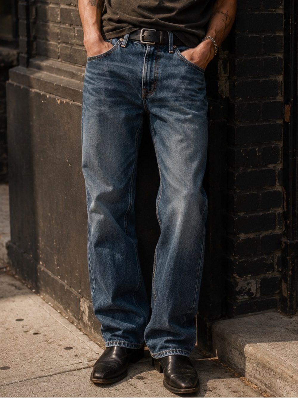 Rock & Republic Men’s Grady Style Relaxed Straight Jeans Medium Blue Wash 38x32